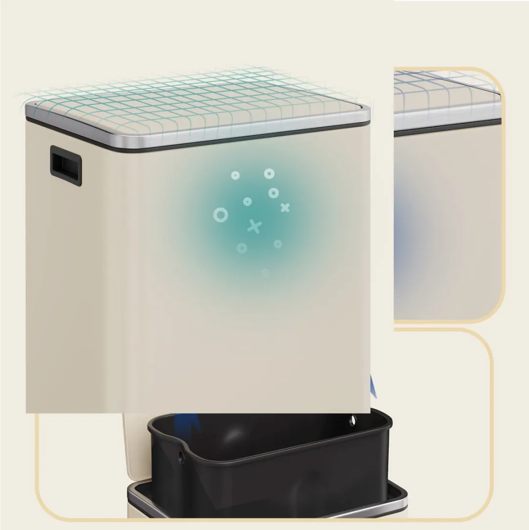 SONGMICS LTB595A02 - Prullenbak 50L - Uitneembare Kunststof Binnenemmer - Softclose Deksel