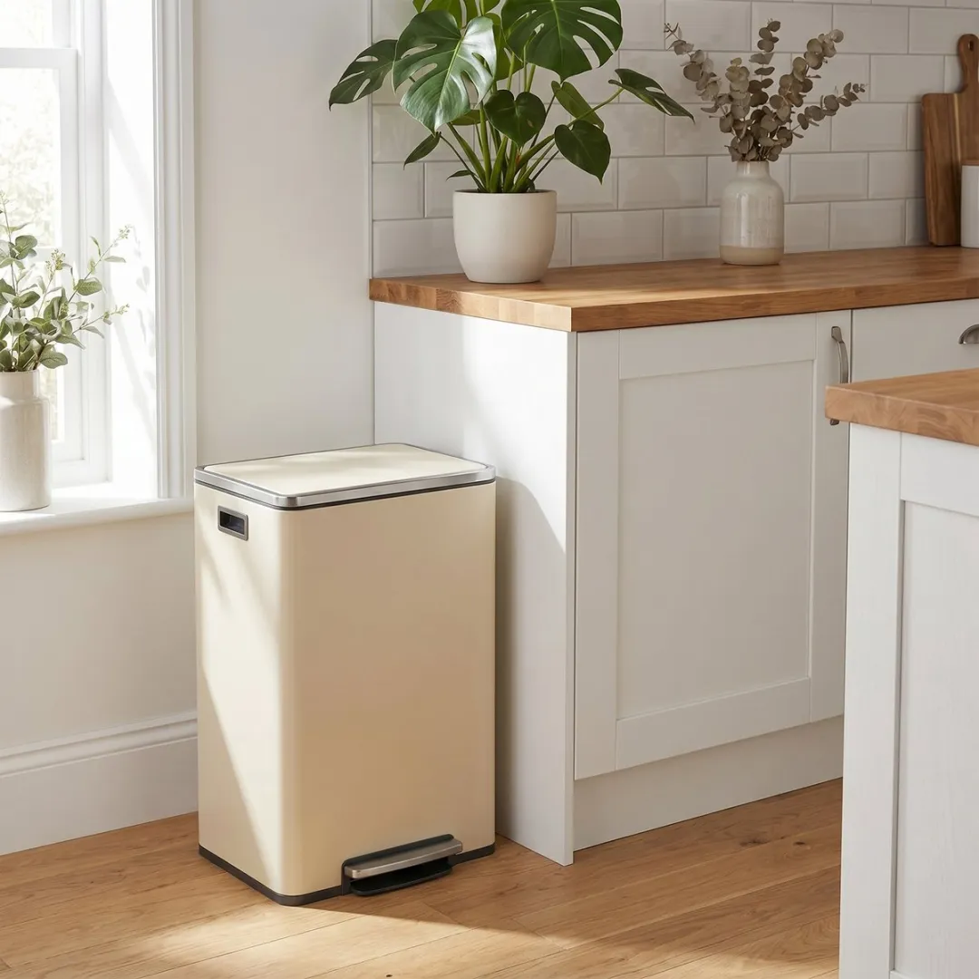 SONGMICS LTB595A02 - Prullenbak 50L - Uitneembare Kunststof Binnenemmer - Softclose Deksel