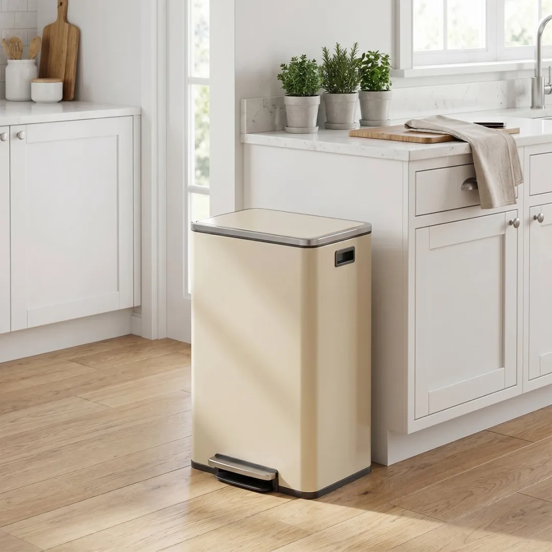 SONGMICS LTB595A02 - Prullenbak 50L - Uitneembare Kunststof Binnenemmer - Softclose Deksel