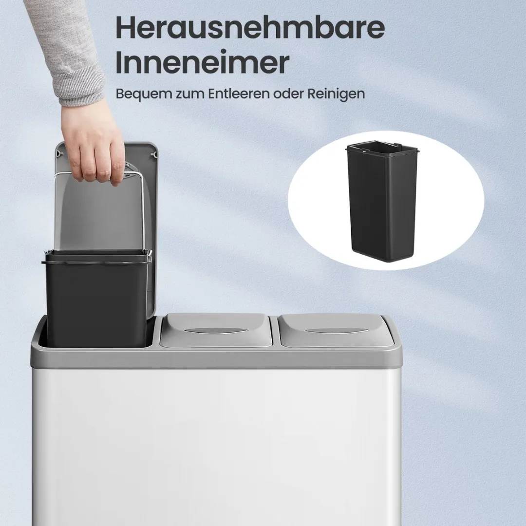 Keukenprullenbak - 3 x 8 Liter - Kleine Inhoud – Slim Georganiseerd - Wit