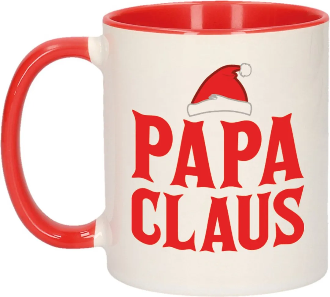Bellatio Design Papa en Mama Claus Koffiemokken - 2 Stuks 300ml - Wit