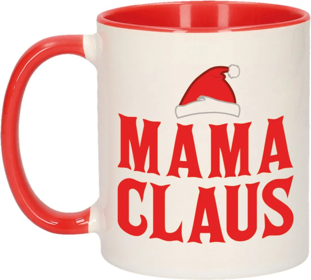 Bellatio Design Papa en Mama Claus Koffiemokken - 2 Stuks 300ml - Wit