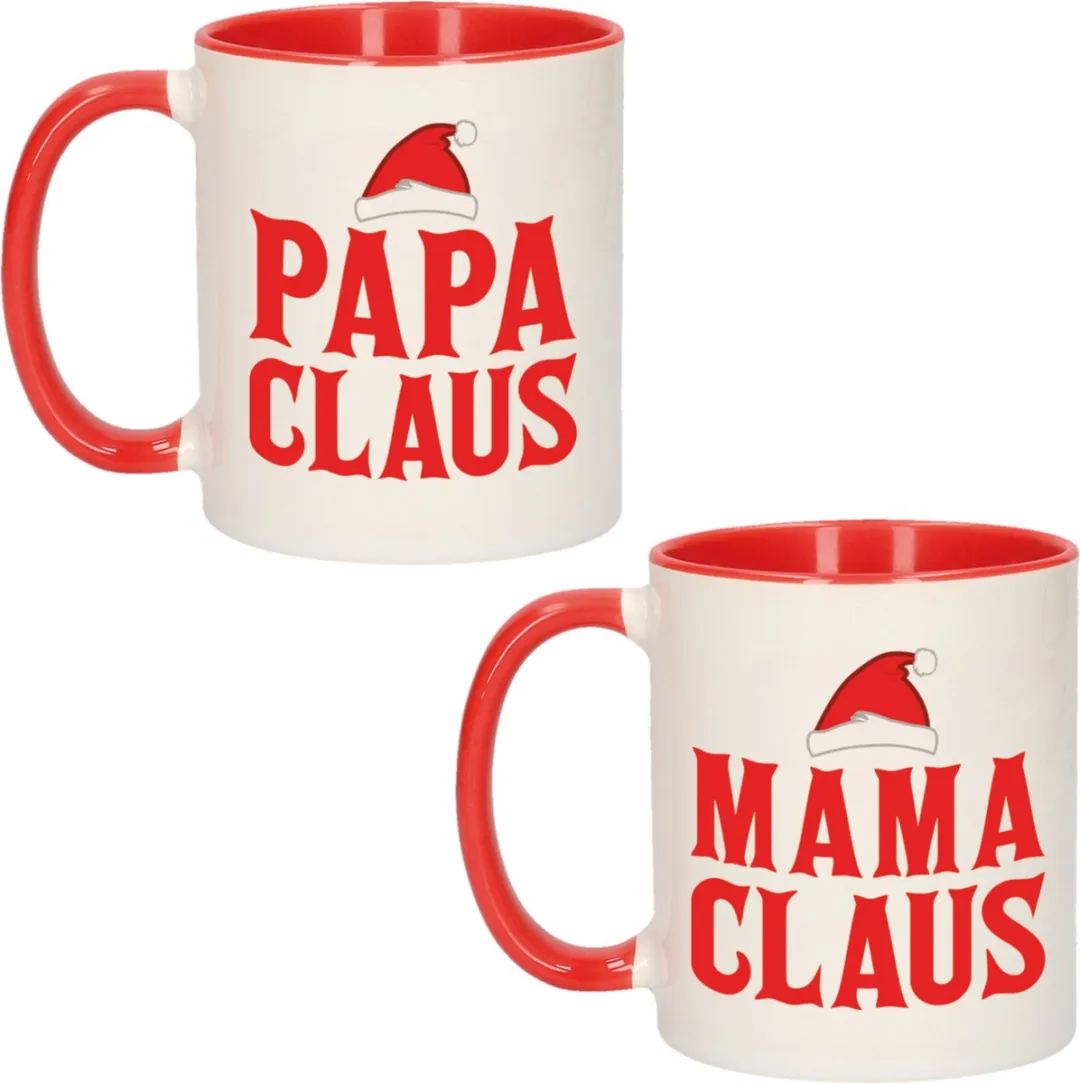 Bellatio Design Papa en Mama Claus Koffiemokken