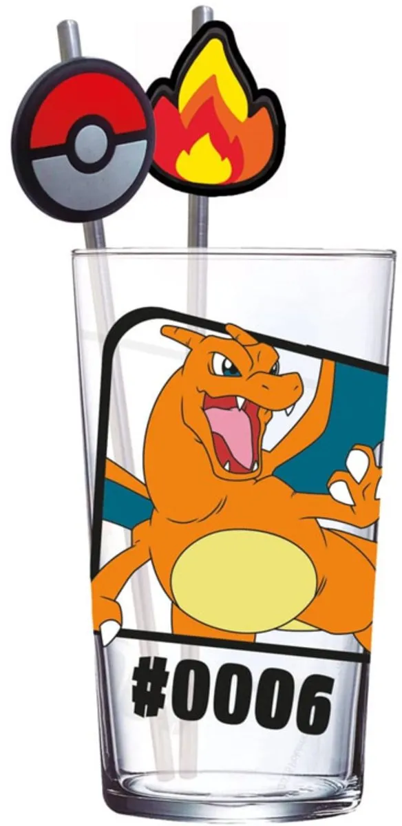 Pokémon Charizard Glas met Rietjes 480ml