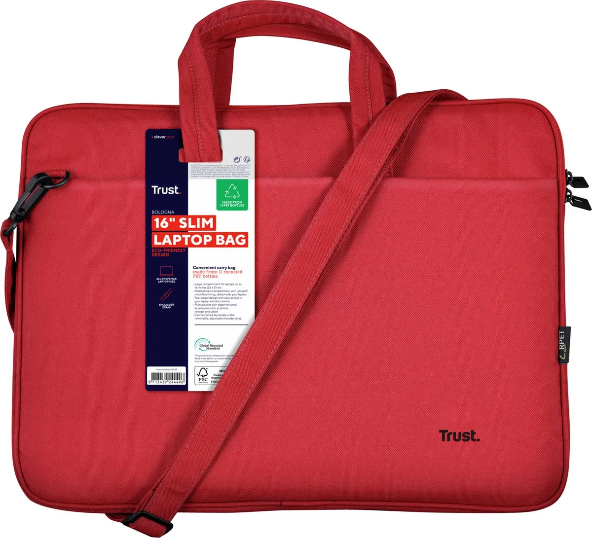 Trust Bologna Laptoptas 16 inch - Rood - 24449