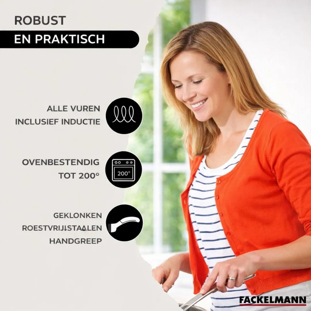 Fackelmann Eterna Set Pannen 20/24cm + Braadpannen 16/20/24cm - Grijs