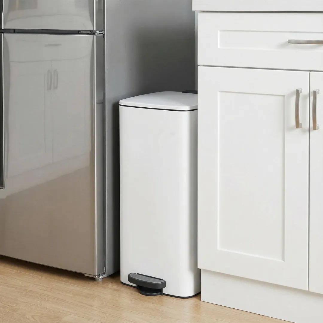 Songmics LTB593W02 Pedaalprullenbak 30L - Wit