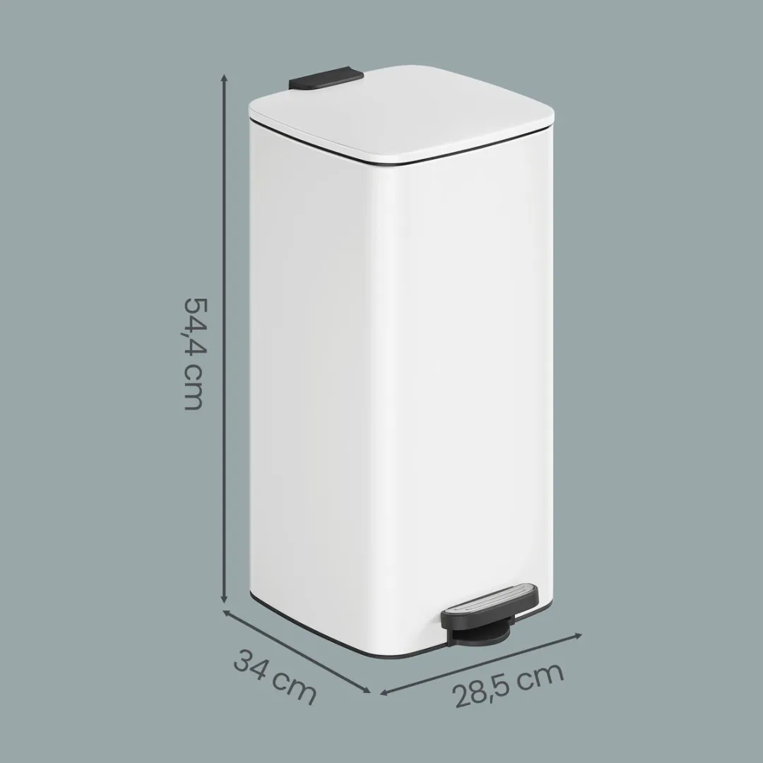 Songmics LTB593W02 Pedaalprullenbak 30L - Wit