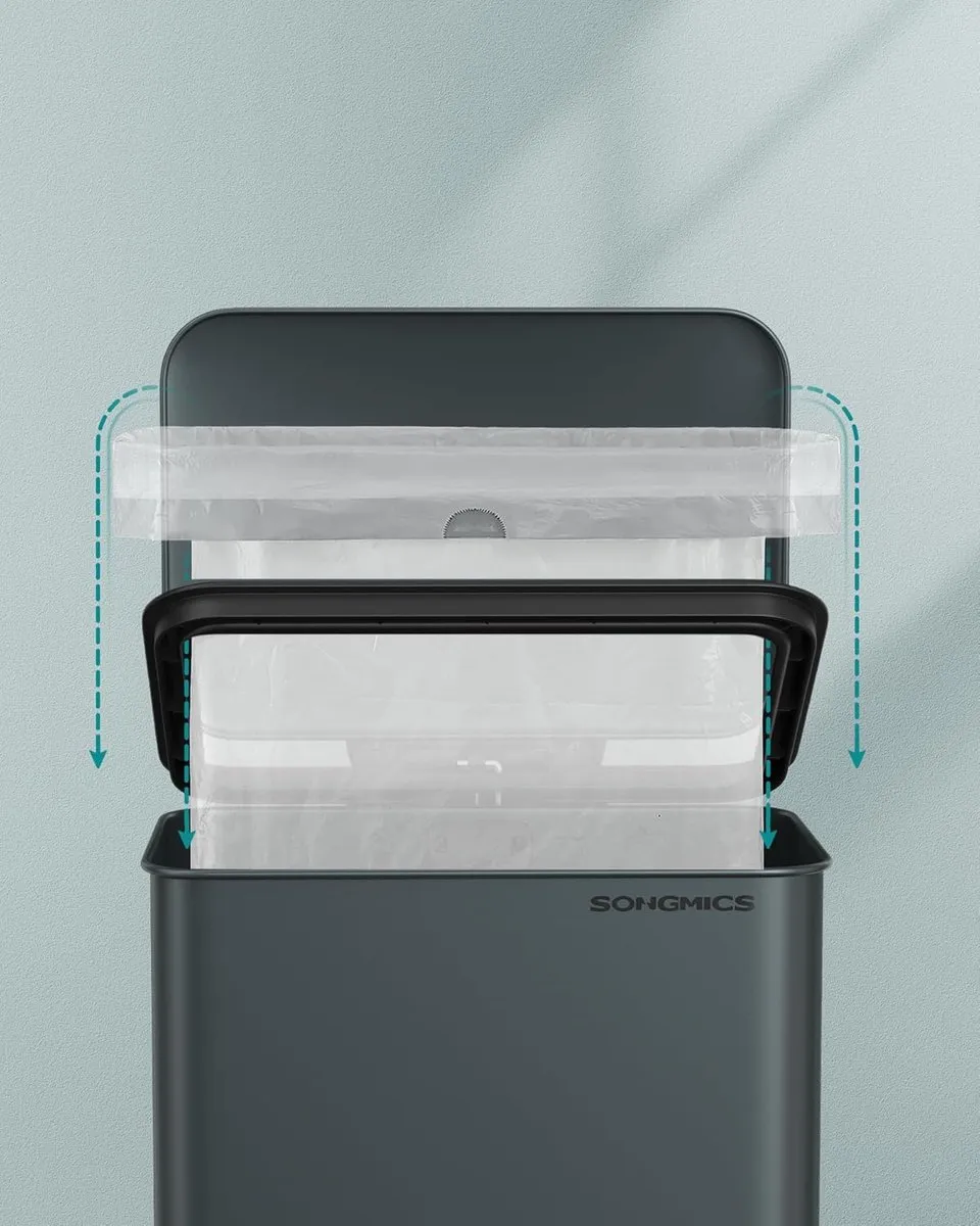 Songmics Vuilnisemmer Keuken LTB540G02 - 40L - Antracietgrijs - 15 Zakken