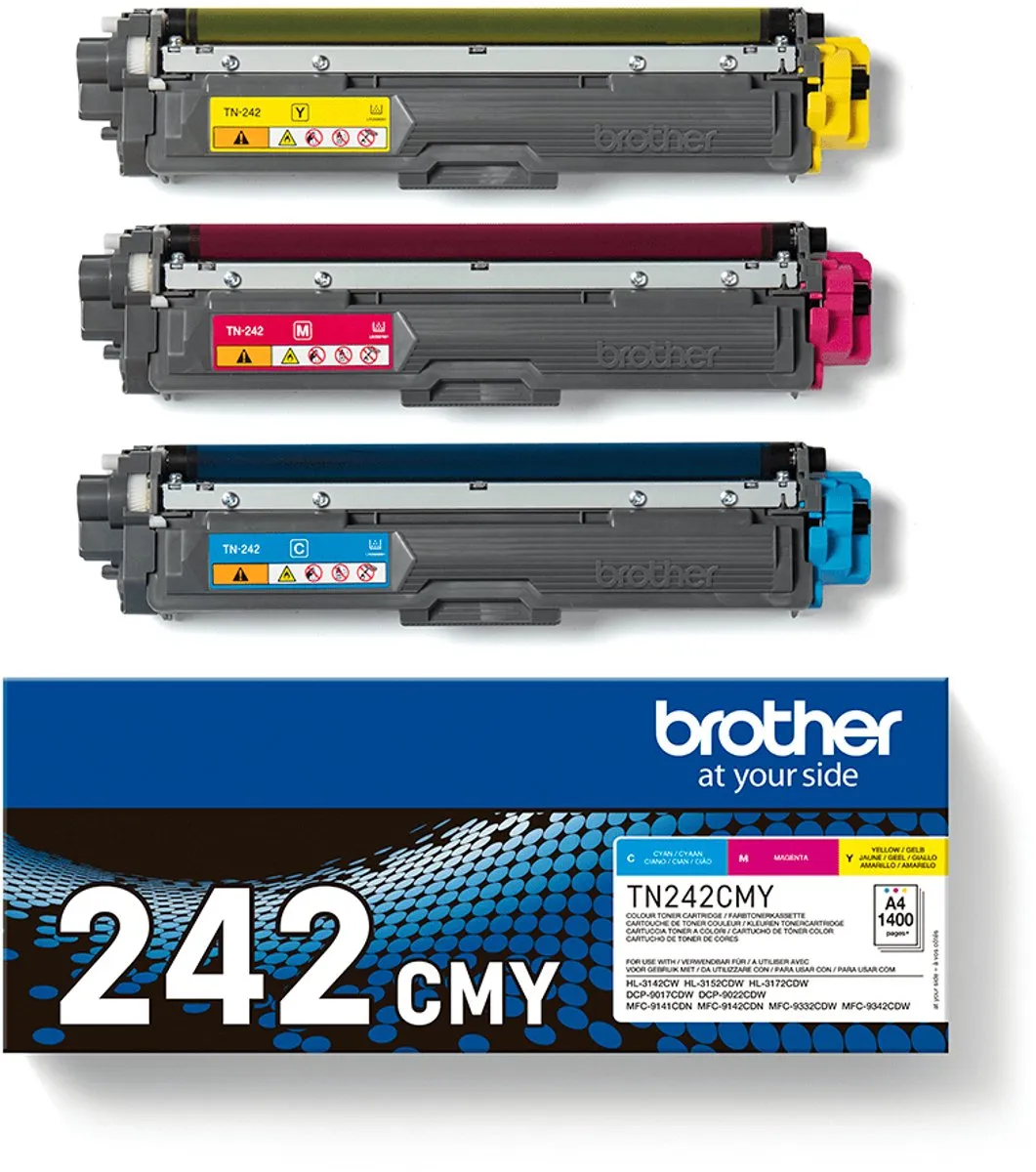 Brother TN242CMY Toner - Cyaan, Magenta, Geel 1400 Stuks