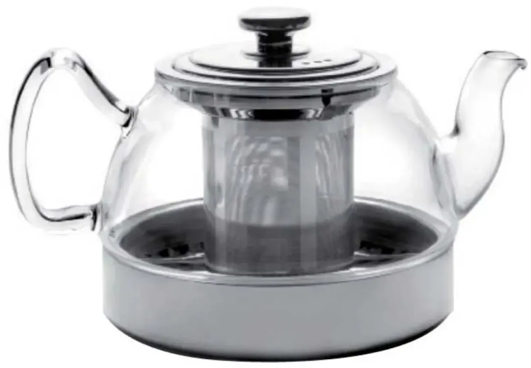 Ibili Glazen Theepot 800ml - Inductiefilter - Zilver