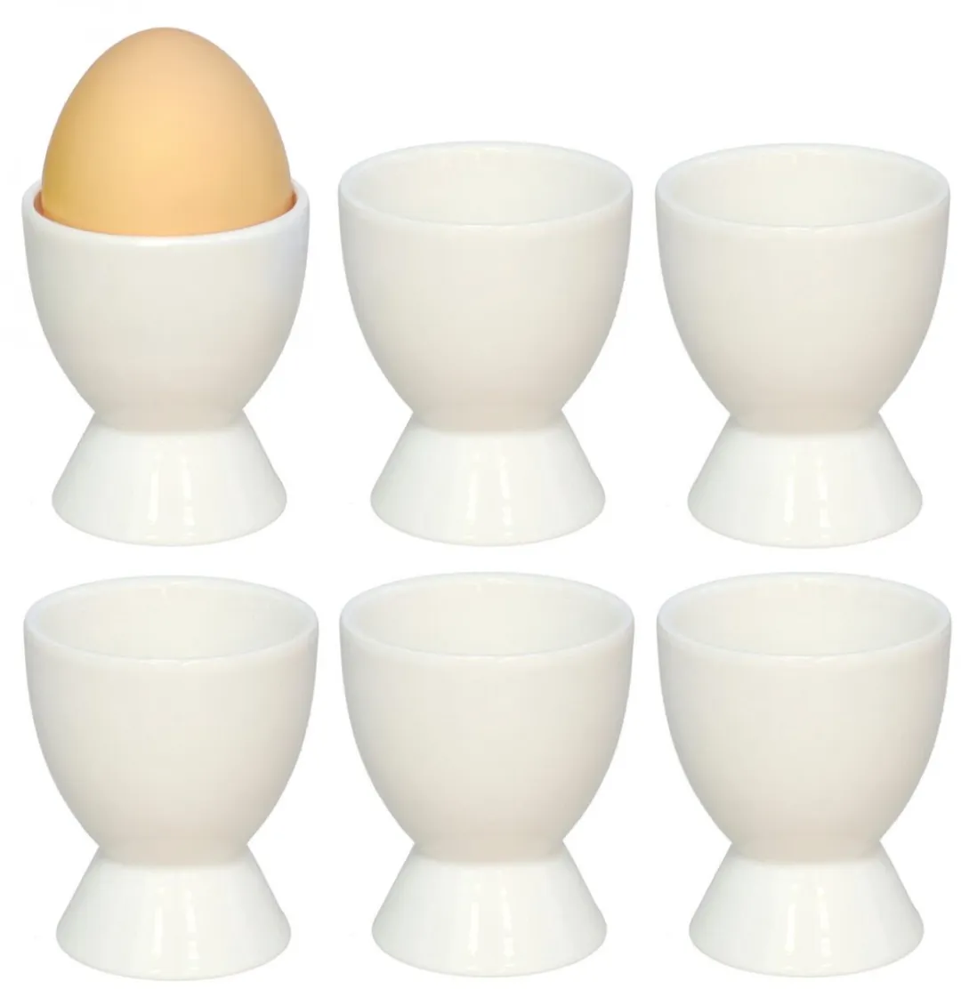 Bellatio Design Eierdopjes Basic - 12 Stuks - Wit - Porselein