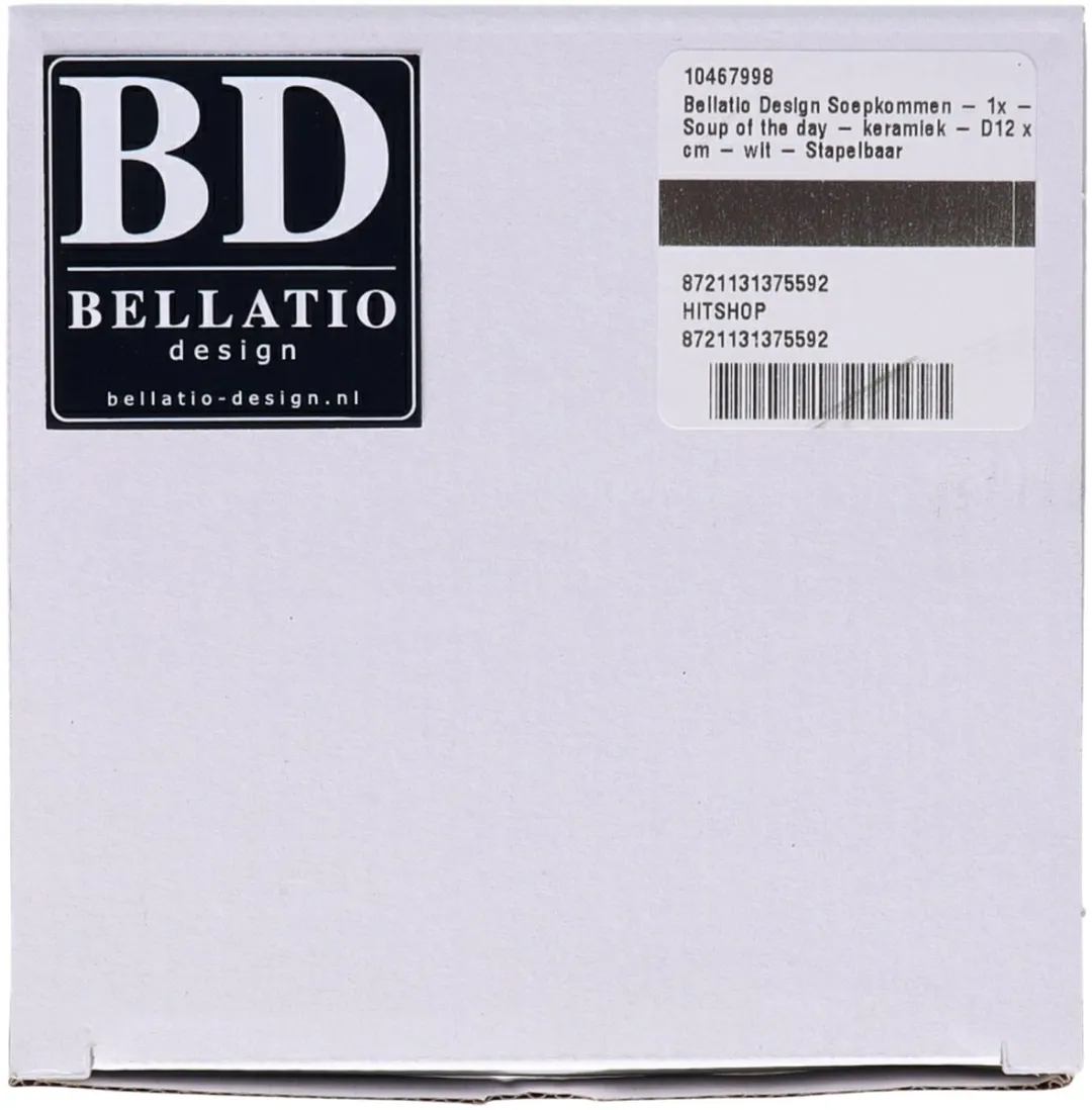 Bellatio Design Soepkom 500ml - Wit - D12xH8cm