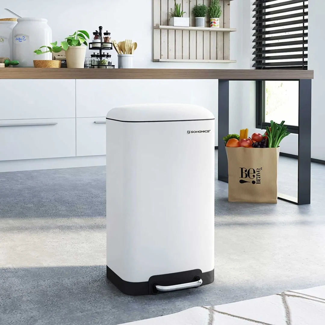 Songmics Afvalemmer 30L Wit