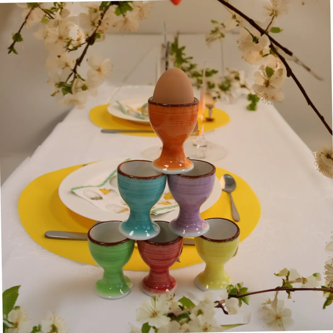 Bellatio Design Eierdopjes Keramiek - 12 Stuks - Multi Pastel