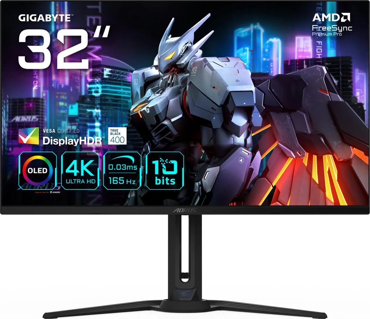 Gigabyte AORUS FO32U QD-OLED Monitor 31.5" 4K - 165Hz - Zwart