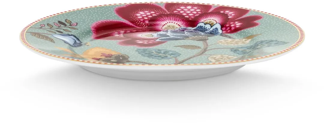 Pip Studio Gebaksbord Blooming Tales 51.001.570 - 17cm - Blauw met gouden rand