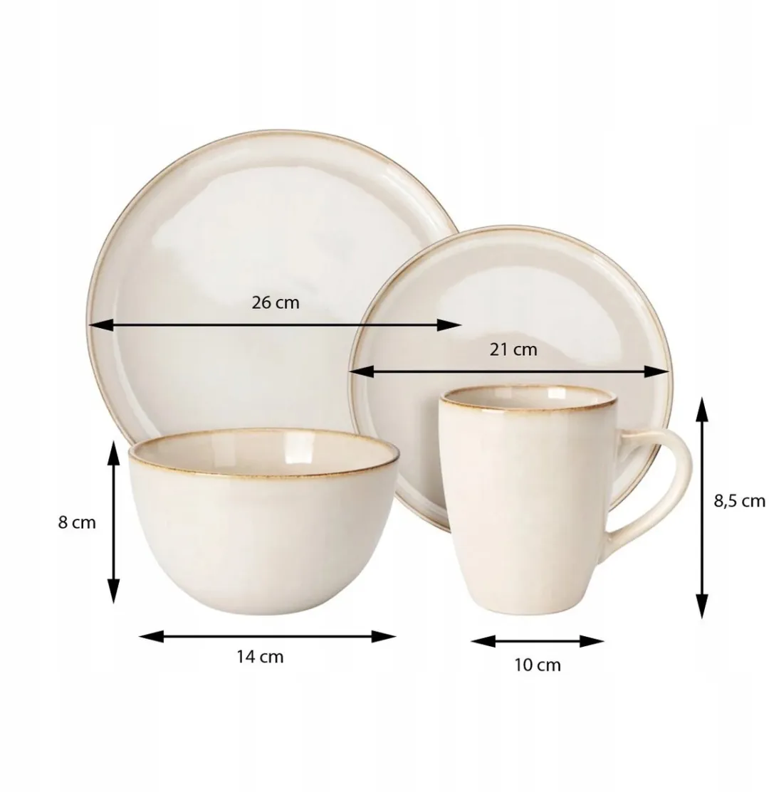 Excellent Houseware Malmö Serviesset 16-delig - 4 Personen - Crème - afbeelding 3 van 3