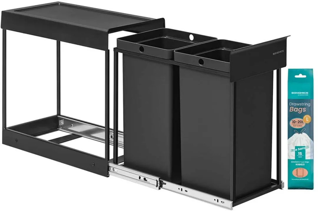 Songmics Prullenbak 30L Inktzwart