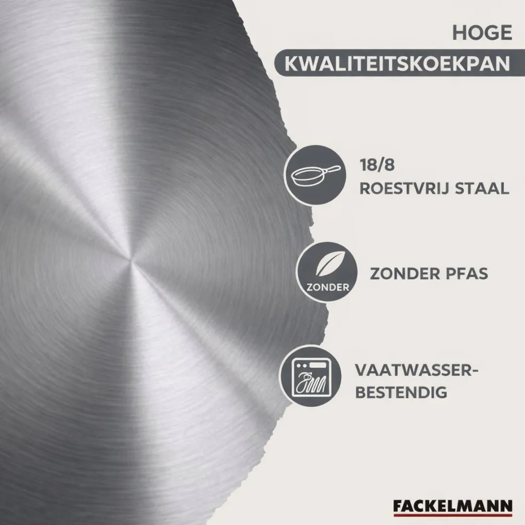 Fackelmann Geneva Braadpan & Steelpan Set 3-delig - 12/16/20cm + 16/20/24cm - Grijs