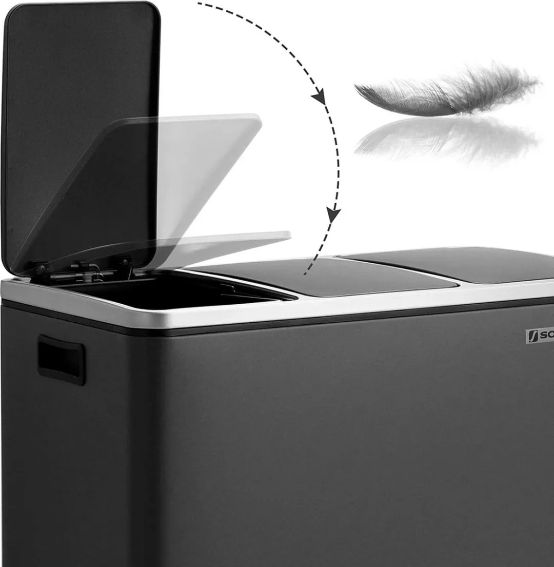 Songmics Recyclingbak 3 Compartimenten 54L - Zwart