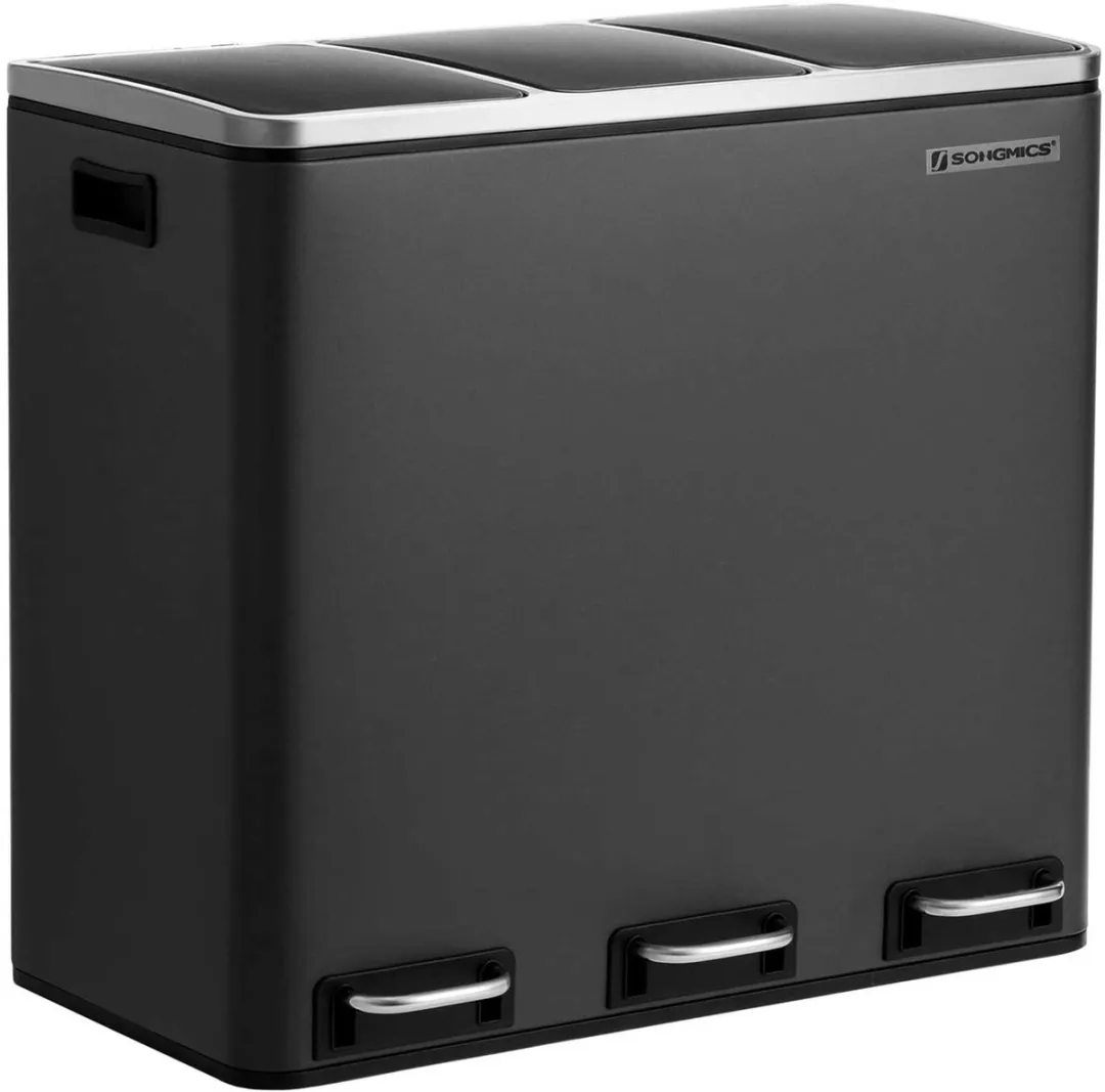 Songmics Recyclingbak 3 Compartimenten 54L - Zwart