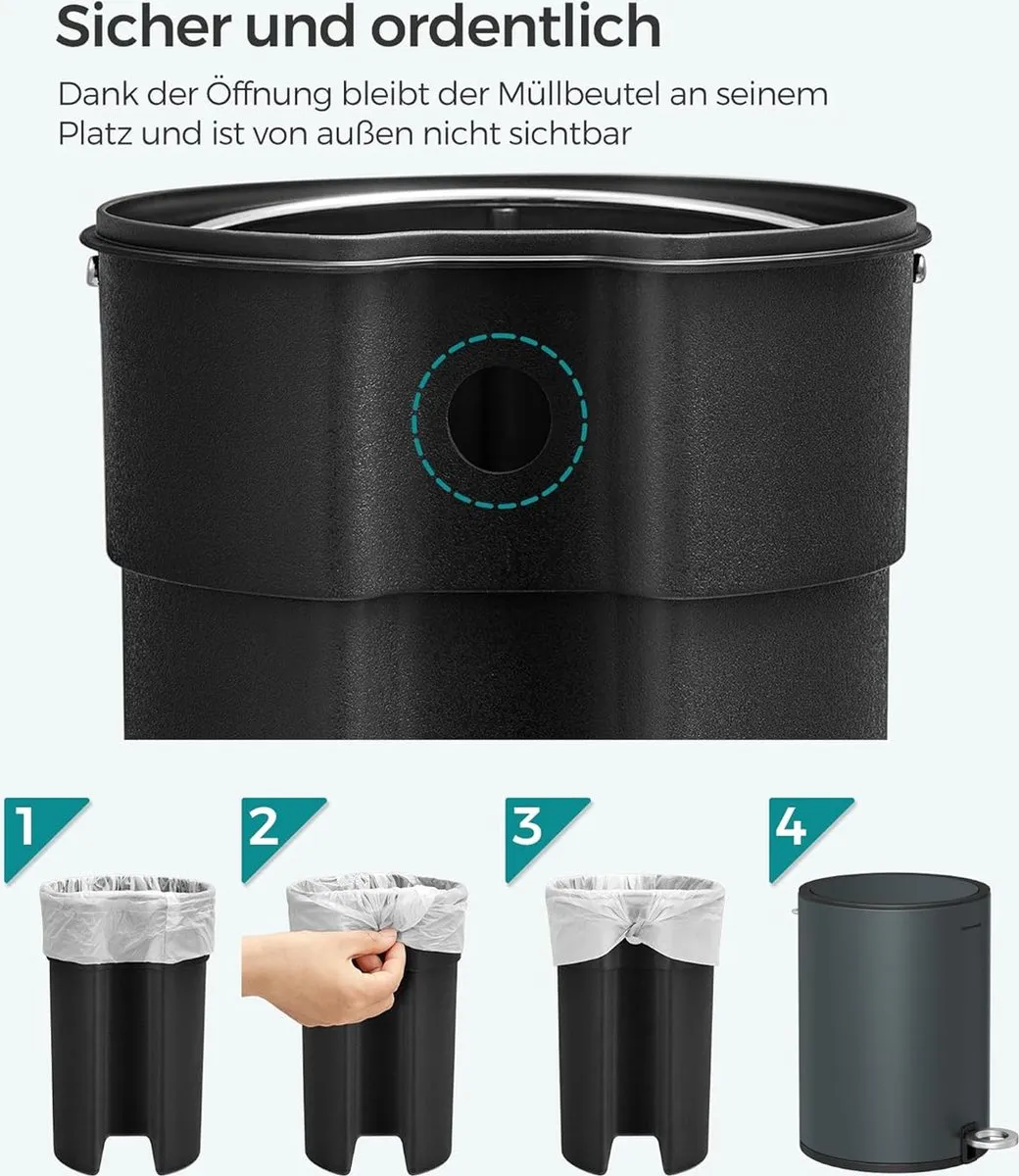 Songmics Cosmetica-emmer 3L - SoftClose - Grijsgroen - afbeelding 6 van 6
