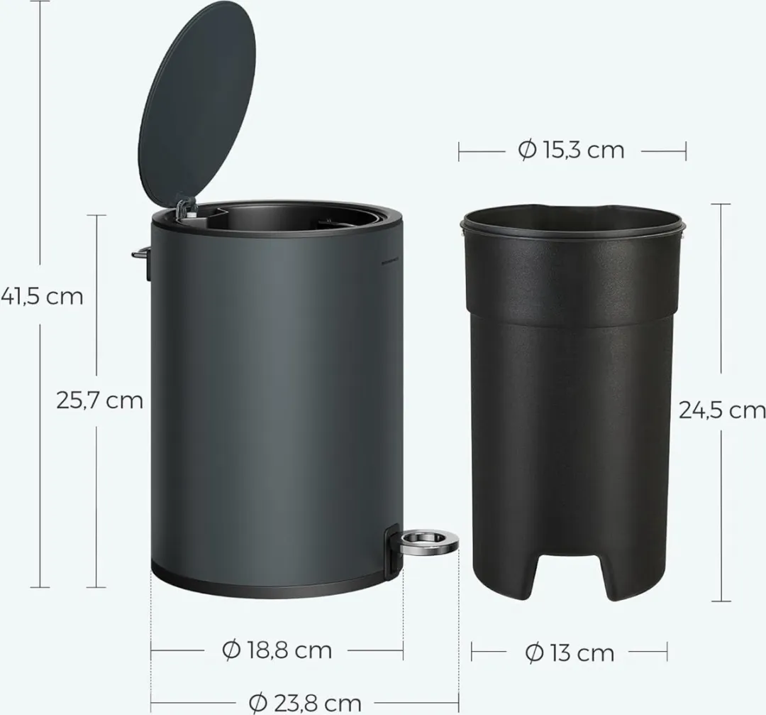 Songmics Cosmetica-emmer 3L - SoftClose - Grijsgroen