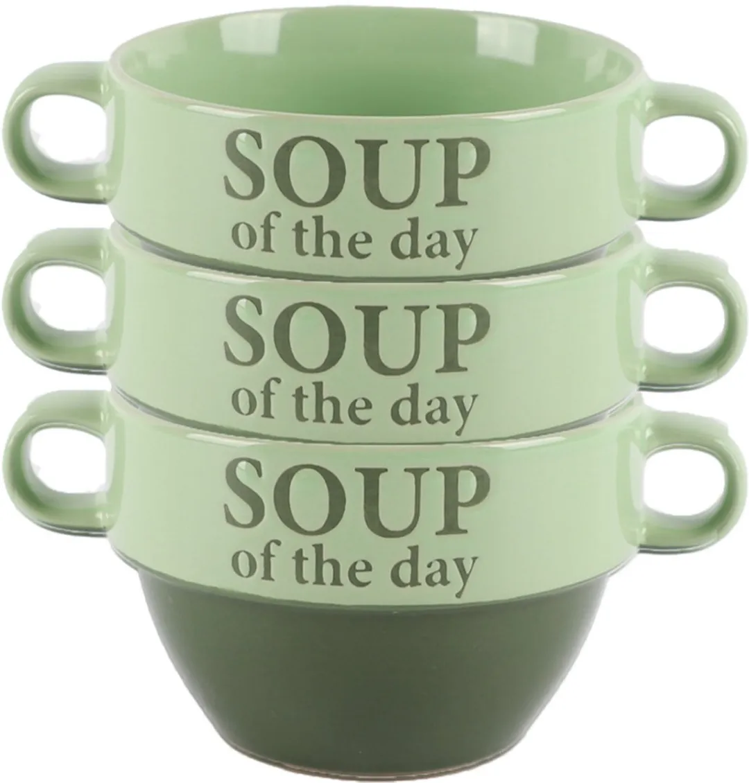 Bellatio Design Soepkom 500ml - Groen - D12xH8cm