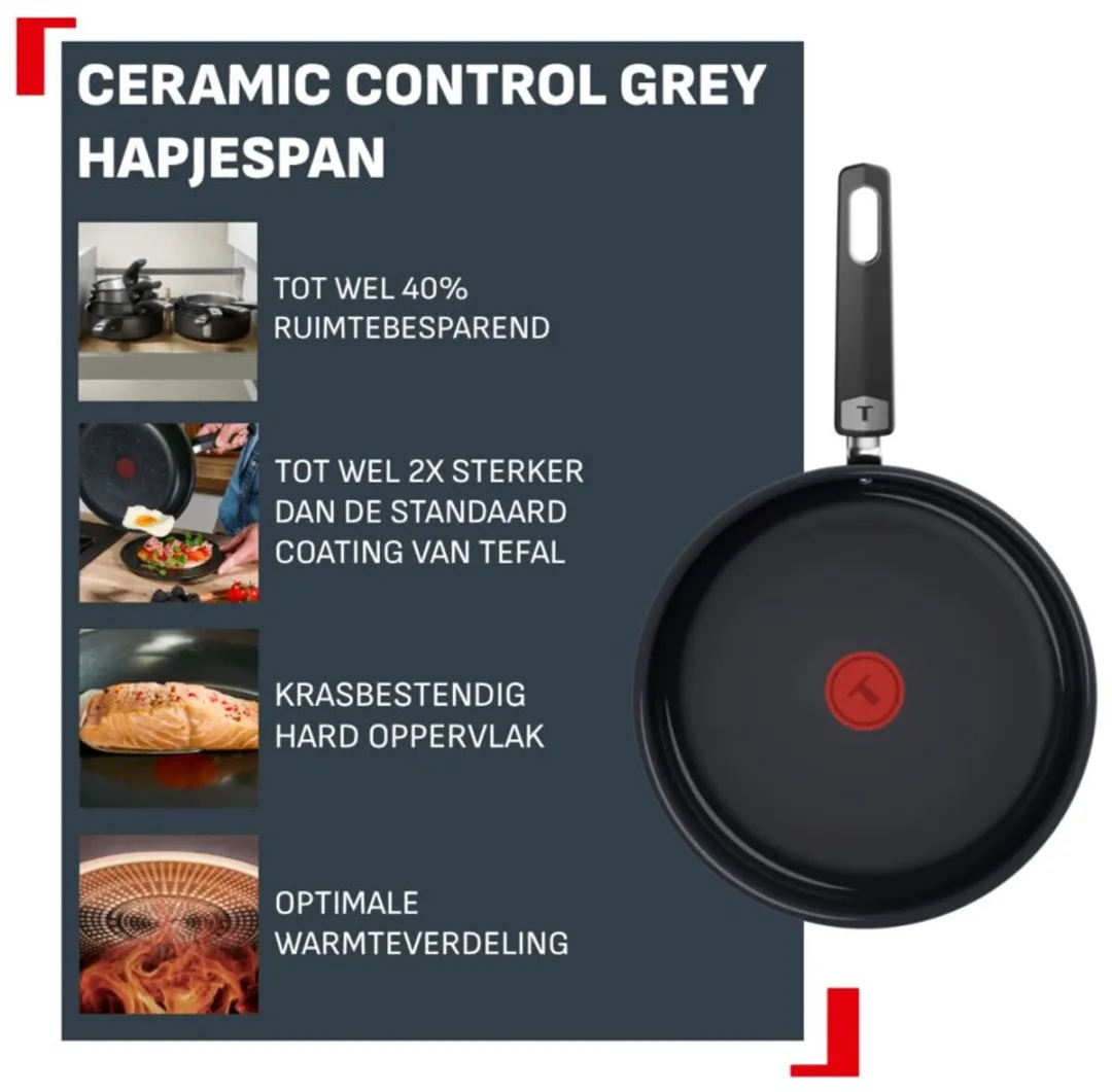 Tefal Ceramic Control Hapjespan 24cm - Grijs
