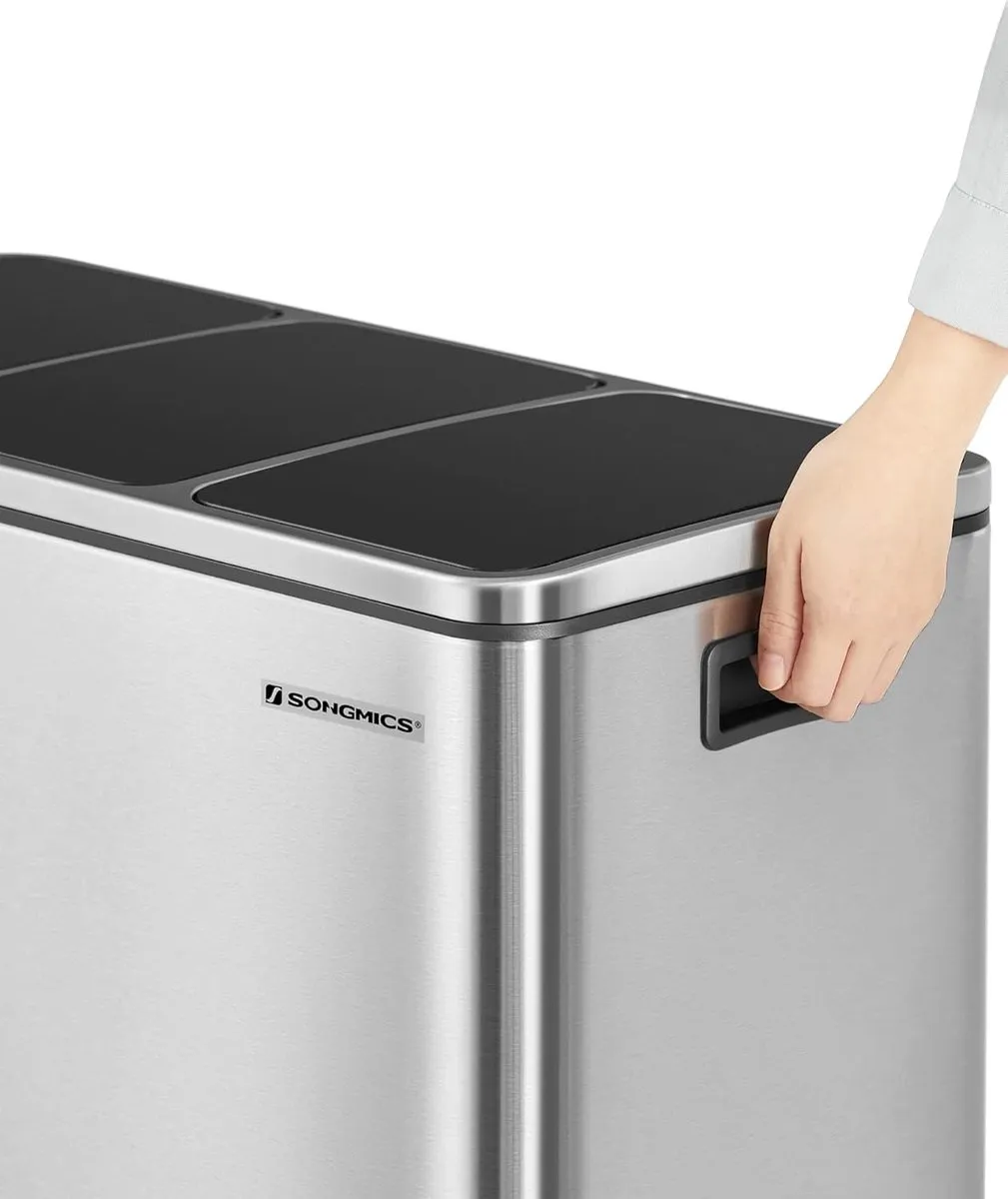 Songmics Prullenbak 54L 3-vakken - Zilver