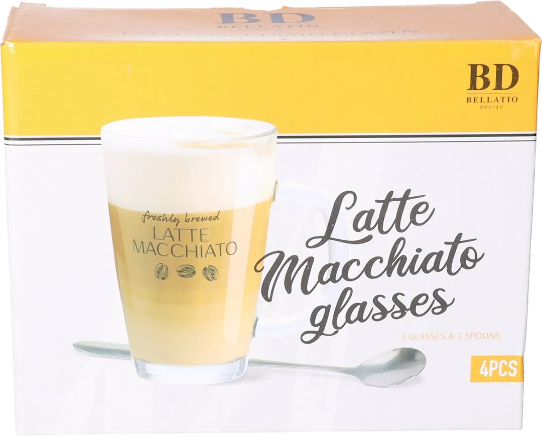 Bellatio Design Latte Macchiato Glazen 300ml - 6 Stuks