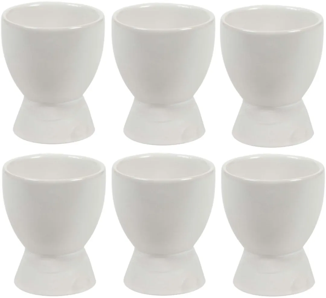 Bellatio Design Eierdopjes - 6 Stuks Wit Keramiek