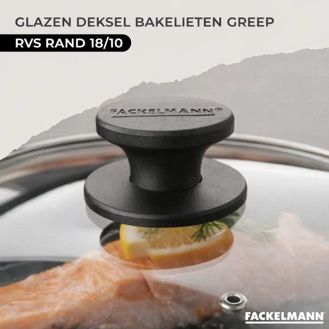 Fackelmann Eterna RVS Koekenpan 28cm + 3 Kookpannen 16/20/24cm - Roestvrij staal