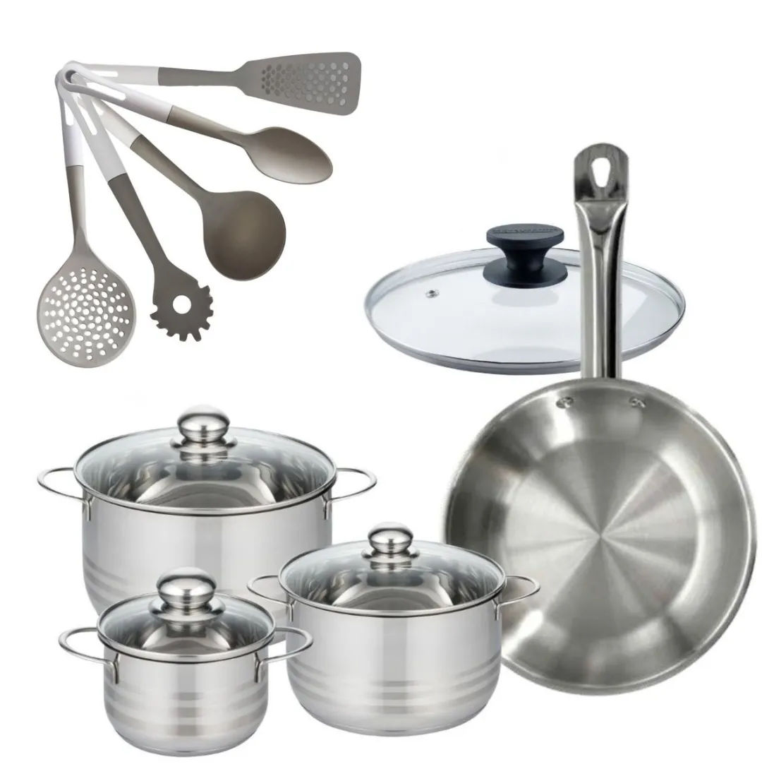 Fackelmann Eterna RVS Koekenpan 28cm + 3 Kookpannen 16/20/24cm