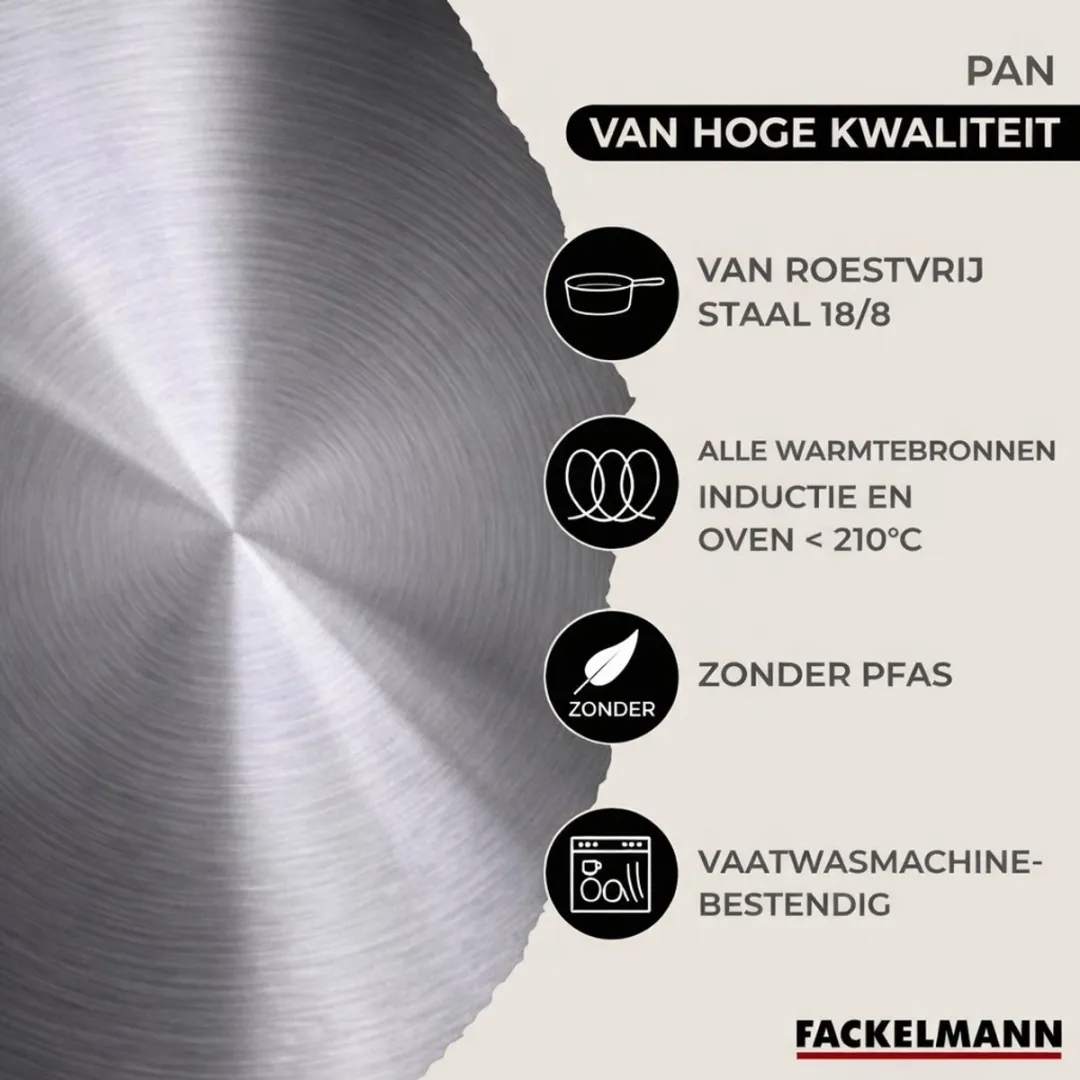 Fackelmann Etherna RVS Pannen & Kookpotten Set 20/28cm & 16/20/24cm - 5 Stuks