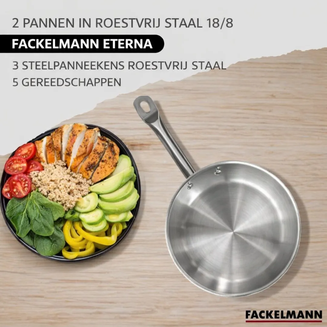 Fackelmann Etherna RVS Pannen & Kookpotten Set 20/28cm & 16/20/24cm - 5 Stuks