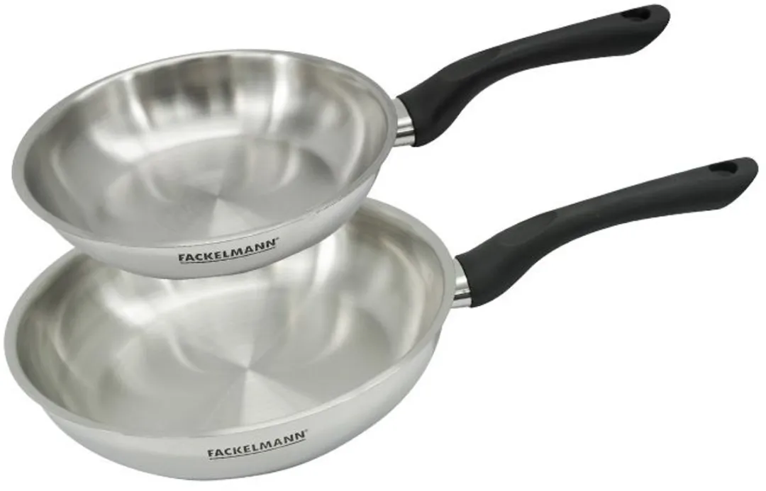 Fackelmann Roestvrijstalen Set 2 Pannen 20cm & 24cm - Inductie - Roestvrij staal/Zwart