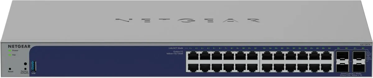 Netgear GS728TX Smart Managed Switch - 24x 1Gbps Poorten - Grijs