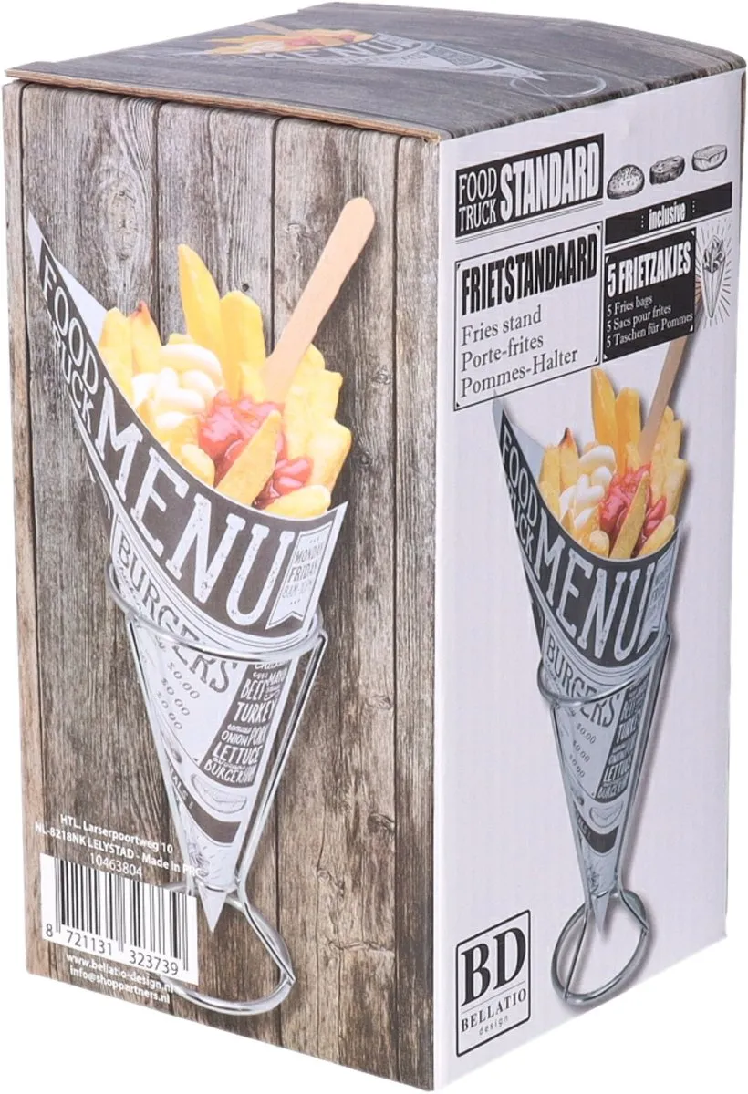 Bellatio Design Frietzakhouder 10463804 - RVS - 9x16cm