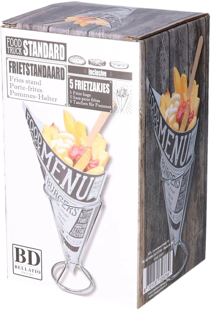 Bellatio Design Frietzakhouder 10463804 - RVS - 9x16cm