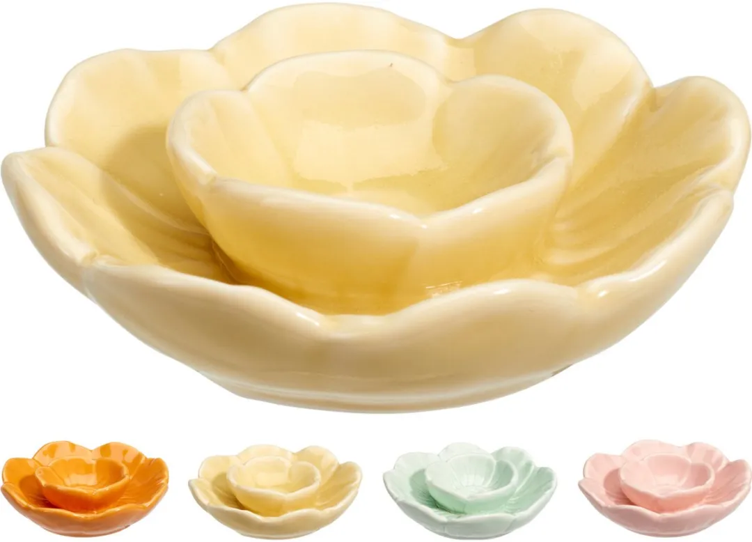 Bellatio Design Eierdopjes Bloem - 4 Stuks - Multi