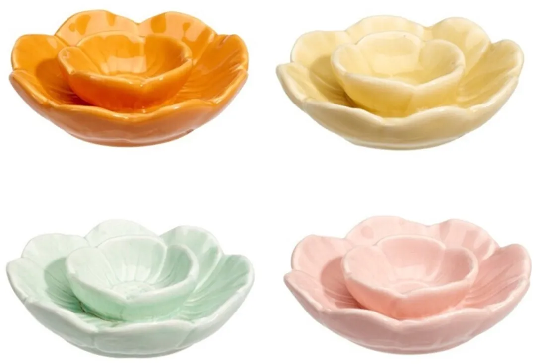 Bellatio Design Eierdopjes Bloem - 4 Stuks - Multi