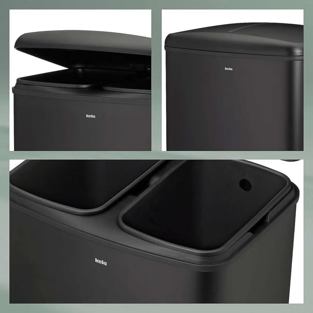 Kela KE 109546 Afvalemmer 2x12L - RVS Zilver