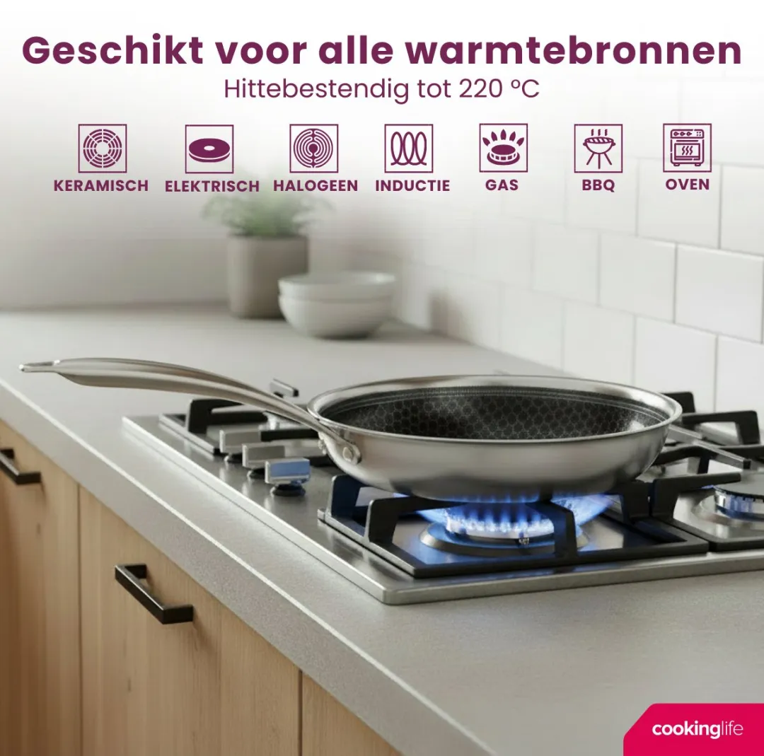 Cookinglife HexaCook Koekenpannenset 24 & 28cm - Grijs