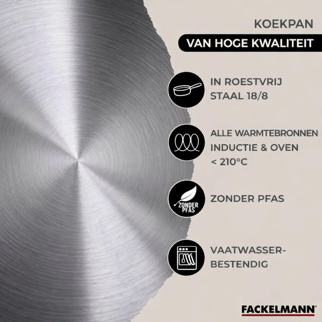 Fackelmann Eterna RVS Pannen & Kookpotten Set 16-28cm - Grijs