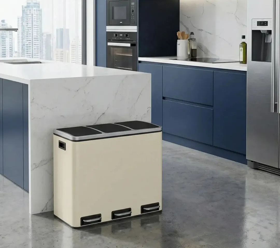 Songmics Prullenbak 54L 3-vakken - Beige/Crème