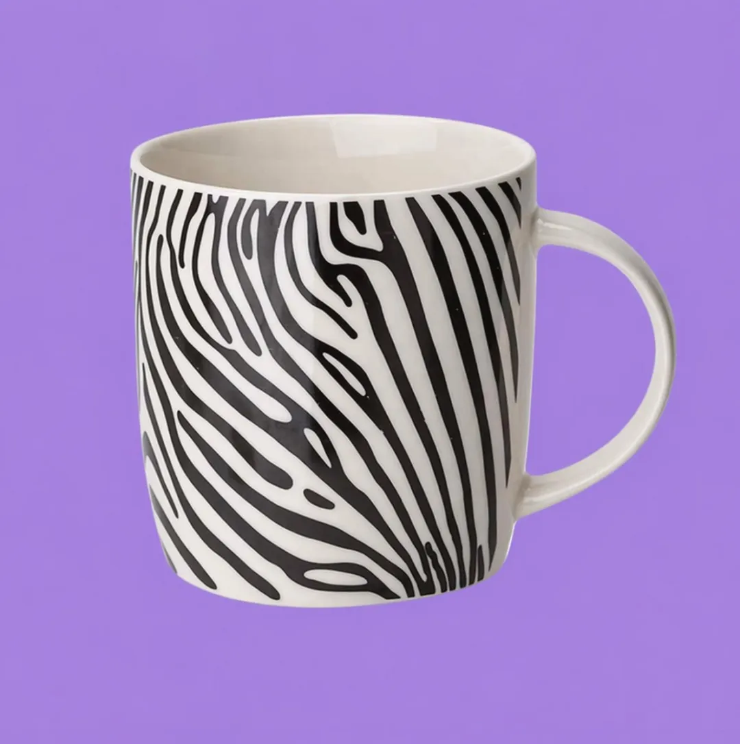 Cosy&Trendy Strepen Mokken Set - 6 Stuks 36cl - Leopard - Keramiek