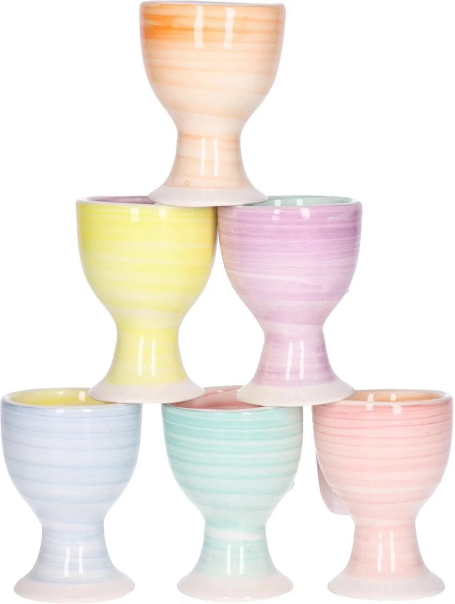 Bellatio Design Eierdopjes Keramiek - 12 Stuks - Multi