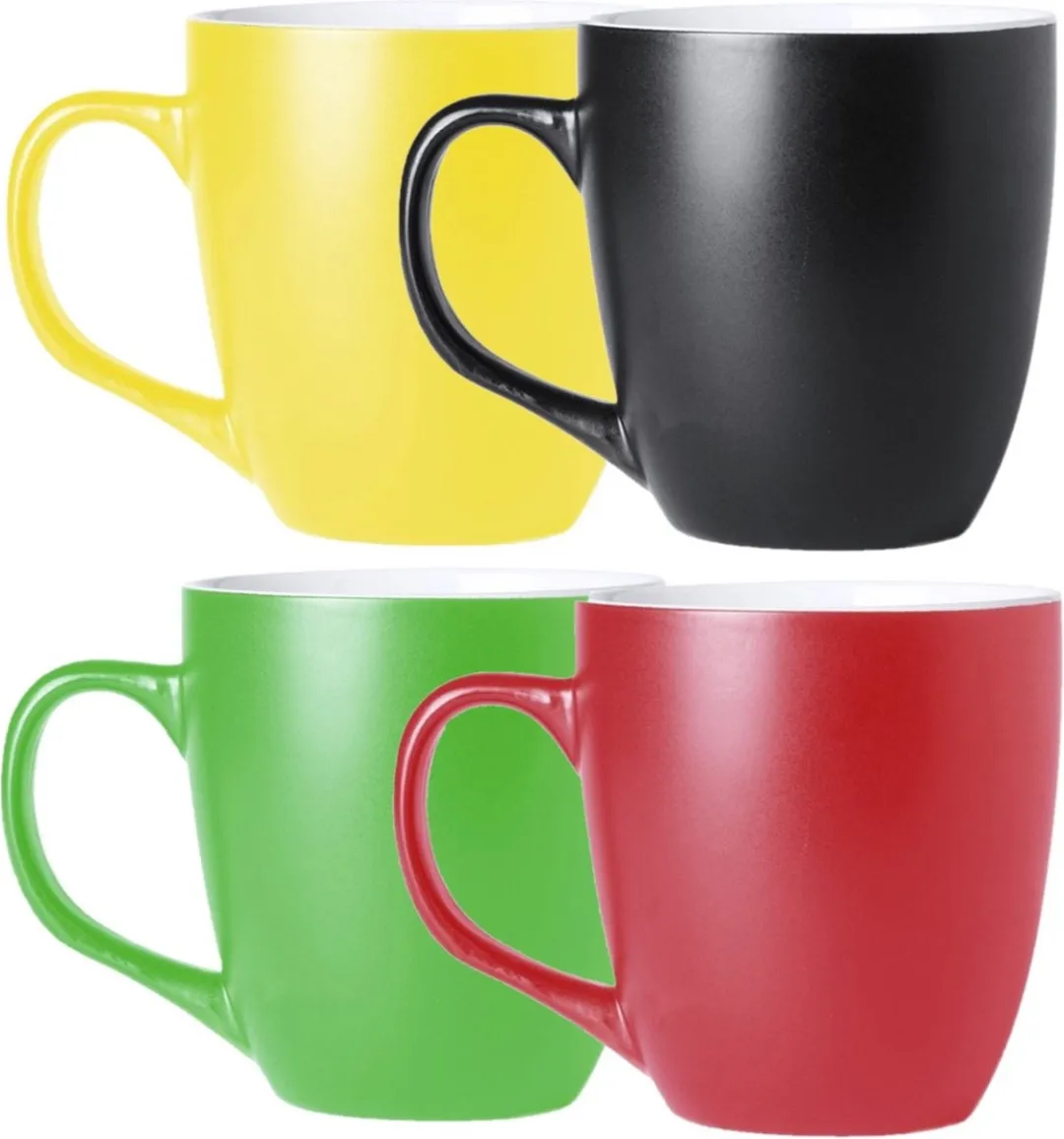 Bellatio Design Artista Koffiemokken - 4 Stuks - 440ml - Keramiek - Multi